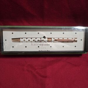 kate spade White and Rose Gold Polka Dot Ballpoint Pen NIB